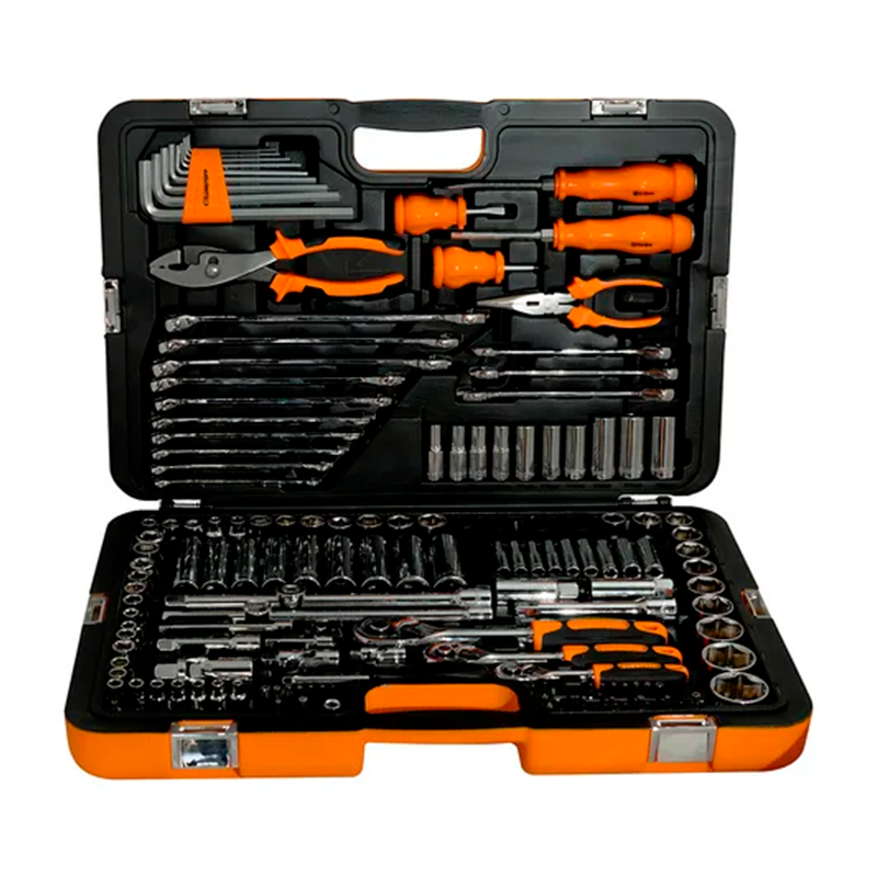 Juego Herramientas Lusqtoff 150pzs Racing Caja Set Tubos Color Naranja