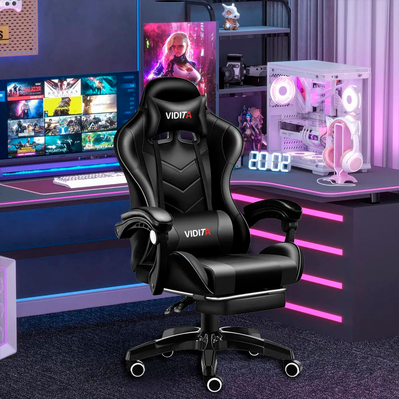Silla Gamer Vidita Gx2000 Ergonómica Presidencial Reclinable Con Reposapiés Videojuego Pc Profesional