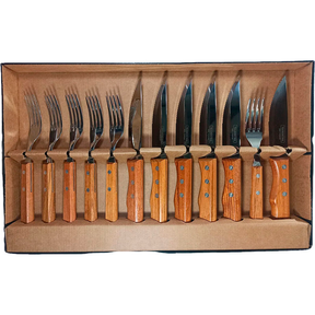 Juego De Cubiertos Churrasco Tramontina Jumbo 24 Piezas Color Marrón