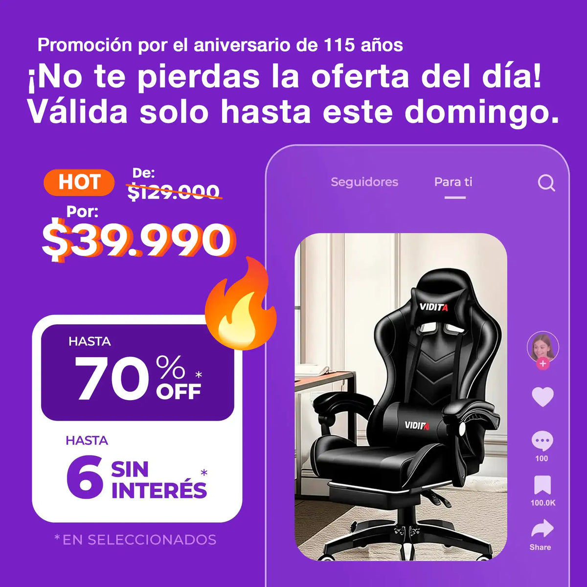 Silla Gamer Vidita Gx2000 Ergonómica Presidencial Reclinable Con Reposapiés Videojuego Pc Profesional