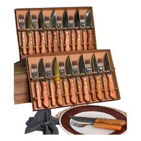 Juego De Cubiertos Churrasco Tramontina Jumbo 24 Piezas Color Marrón