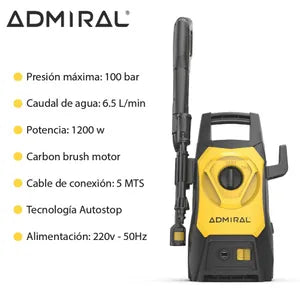 Hidrolavadora Admiral 1200w 100 Bar con Autostop + Accesorios Alta Presión