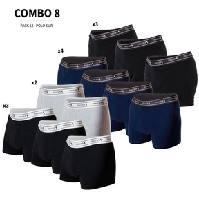 12 Bóxers Corto, Polo Sur, Máxima Calidad. Precio Mayorista