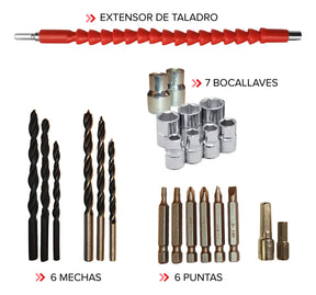 Taladro Percutor + 2 Baterias 20v Kommberg 13mm Maletin 2 Baterias, Cargador Y Accesorios Kb-tpb1020-2